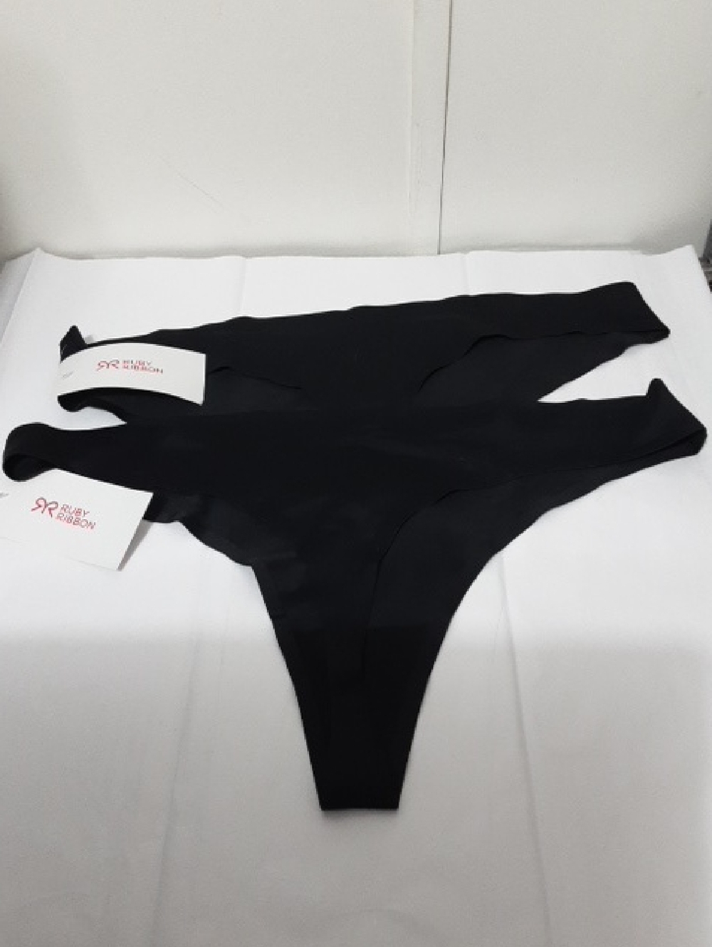 RUBY‎ RIBBON Seamless Black Thong Panties - Pair
